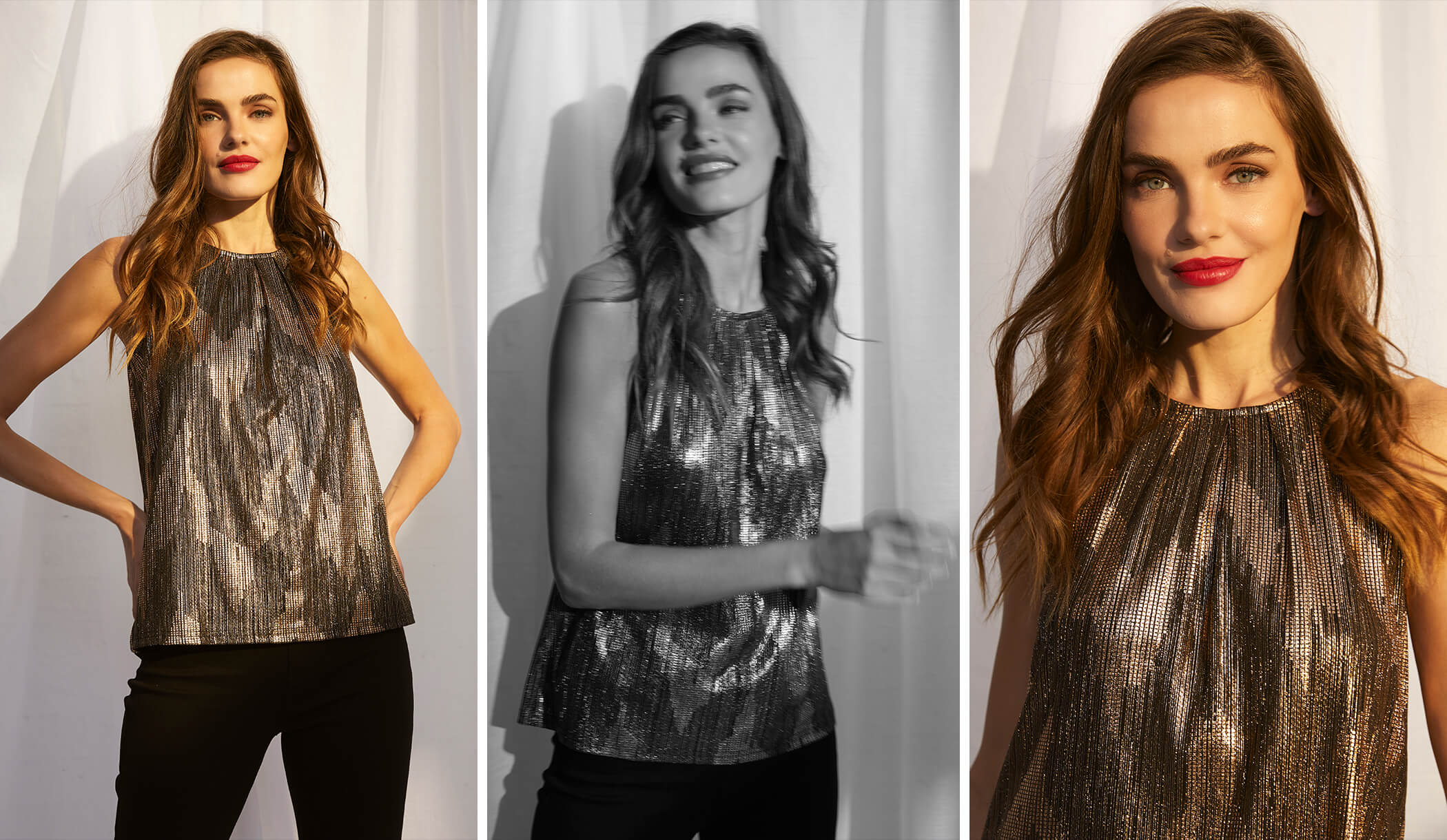 METALLIC SLEEVELESS VEST TOP