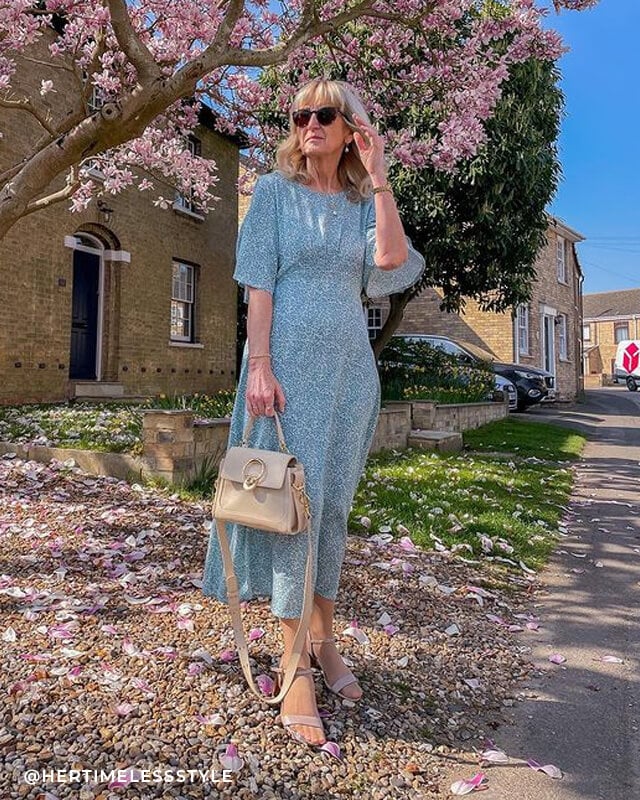 DAISY PRINT 1/2 SLEEVE MIDI DRESS