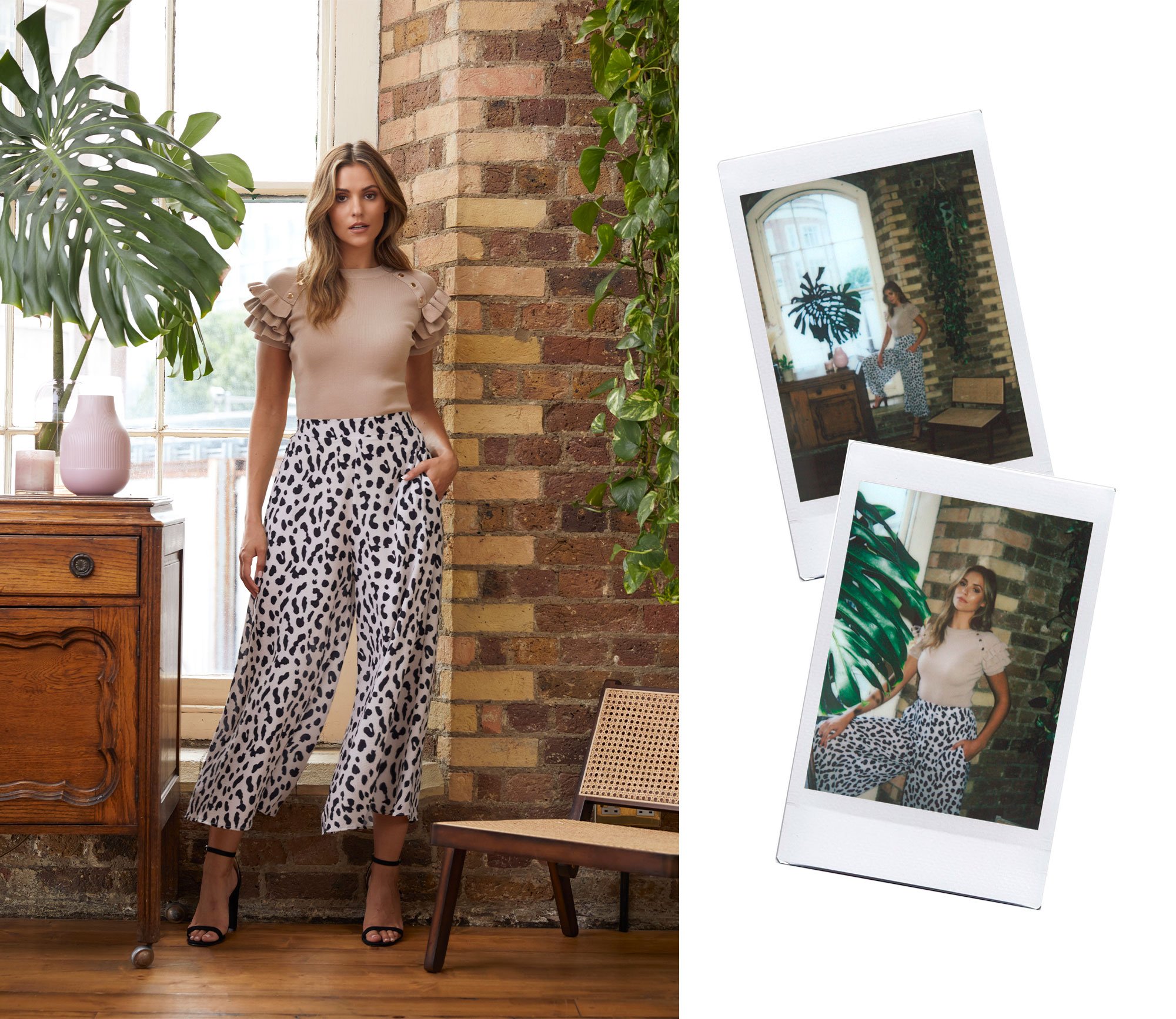 ANIMAL PRINT WIDE LEG TROUSERS