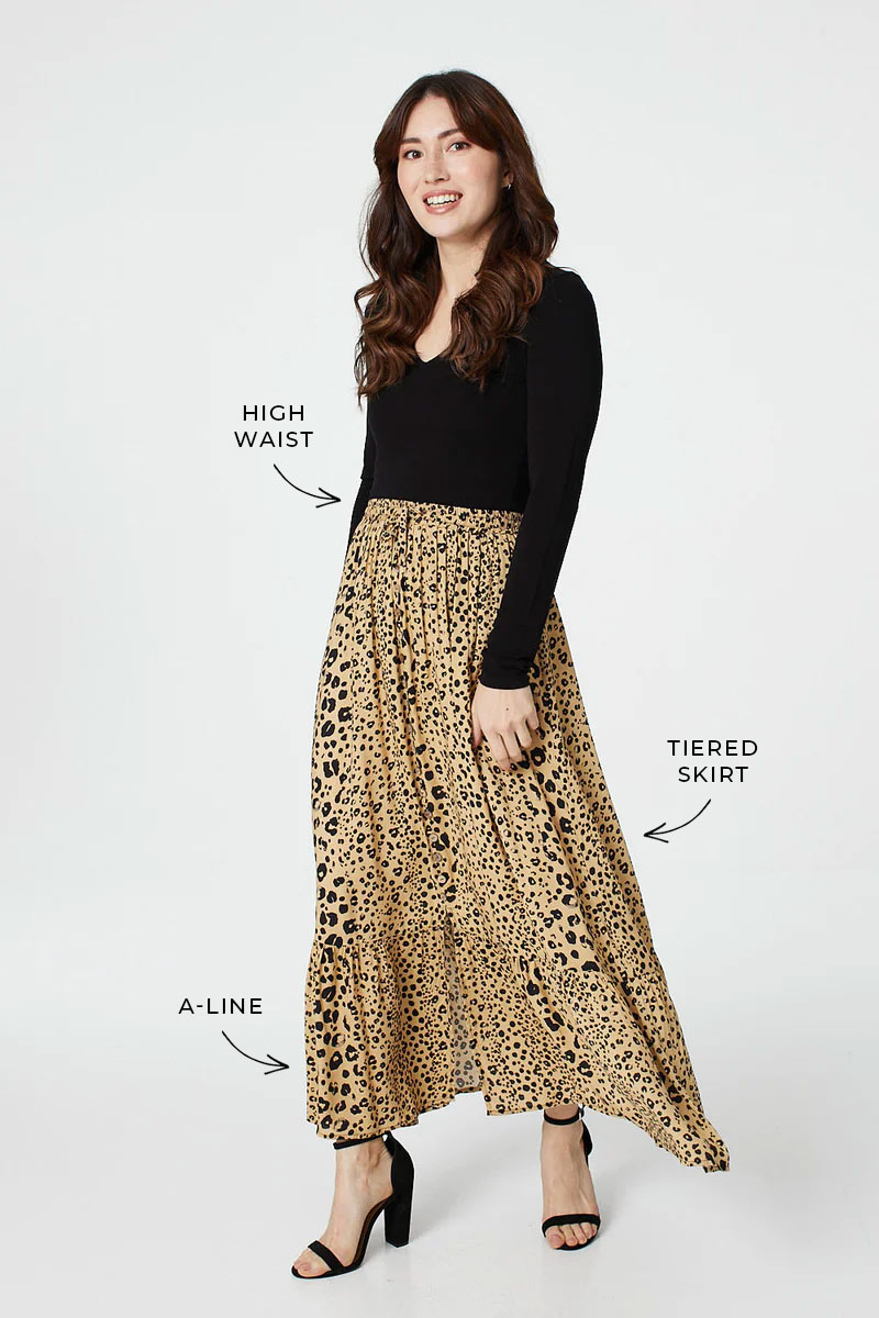 Leopard Print Tiered Maxi Skirt