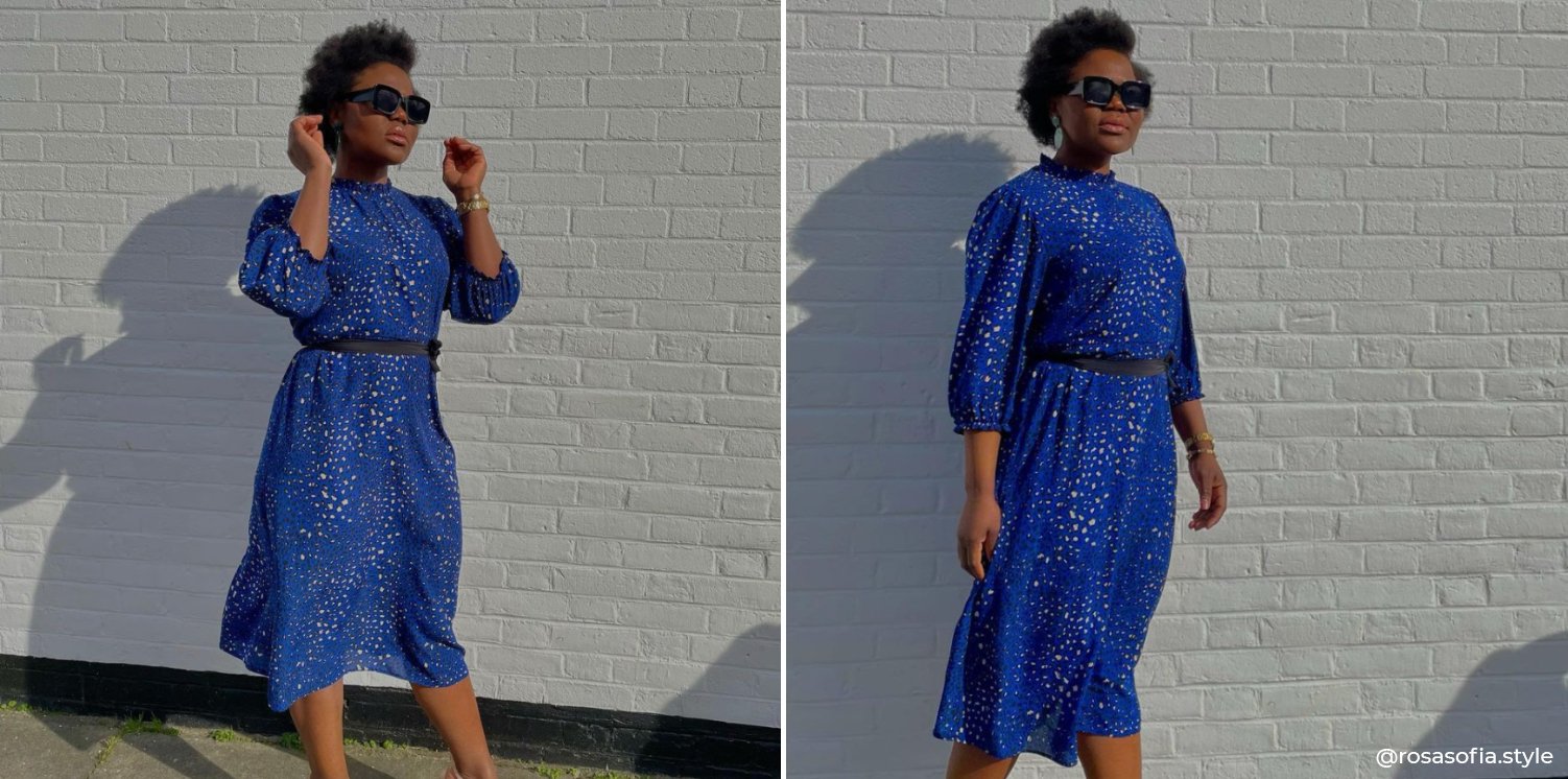 Animal Print High Neck Midi Dress