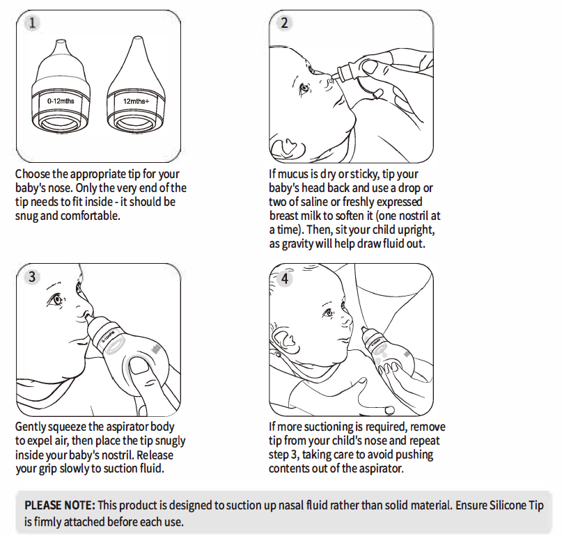 Haakaa Easy-Squeezy Silicone Bulb Syringe Nose Cleaner (2 Tips