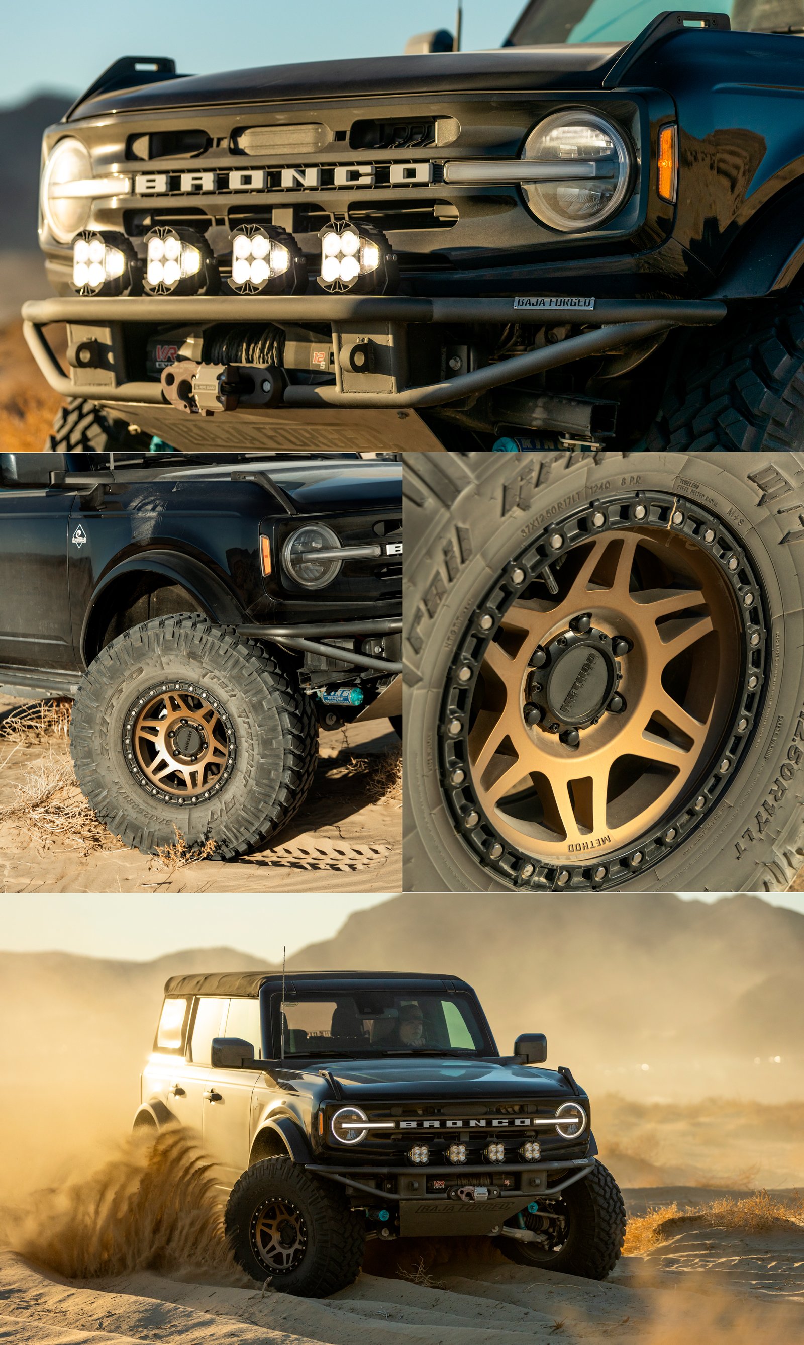 Ford Broncos offroad on Method Race Wheels.