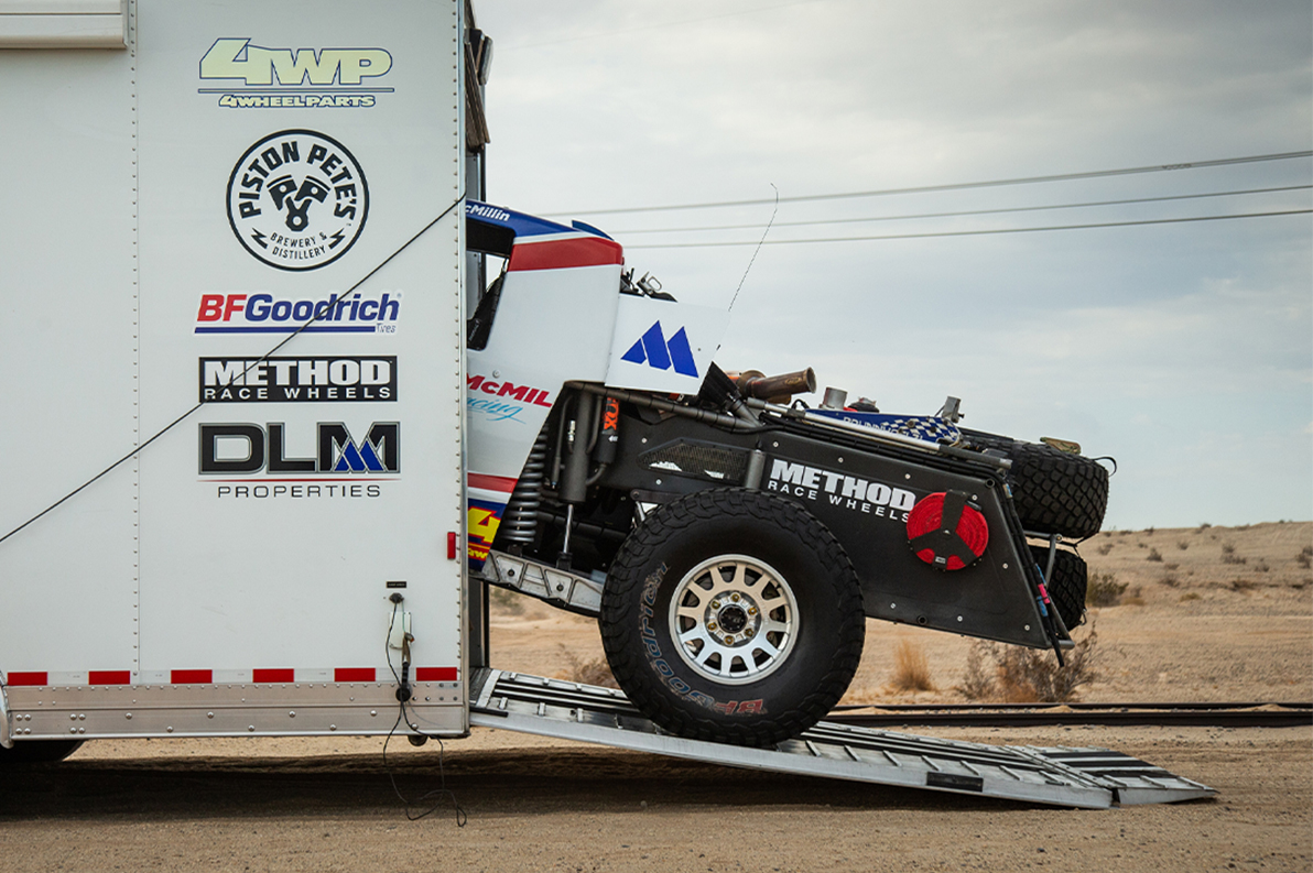 Dan McMillin's trophy truck offroad on Method Race Wheels 202 Forged Bead Grip wheels.