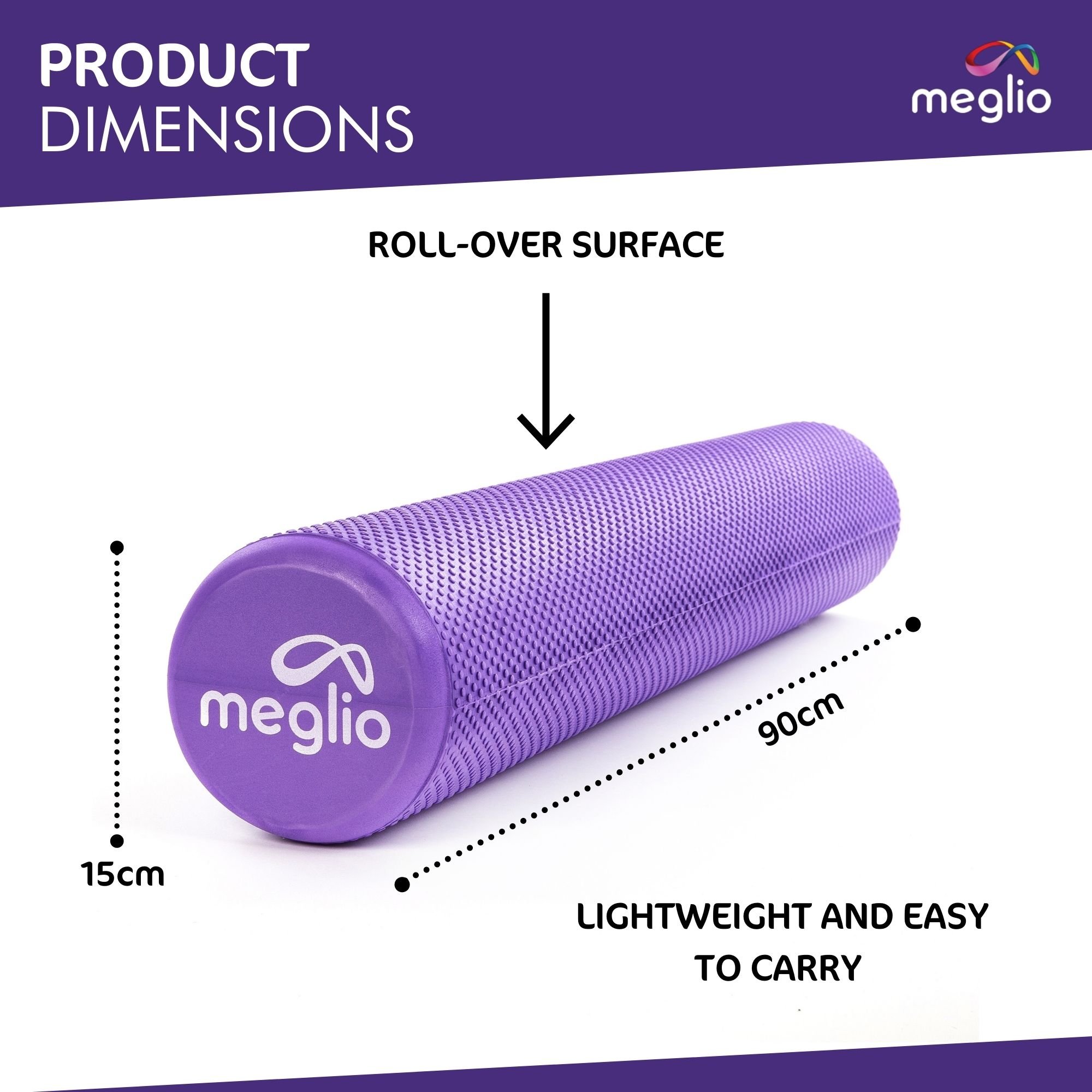 Meglio Foam Roller 90cm, Lightweight Fitness Foam roller for Deep