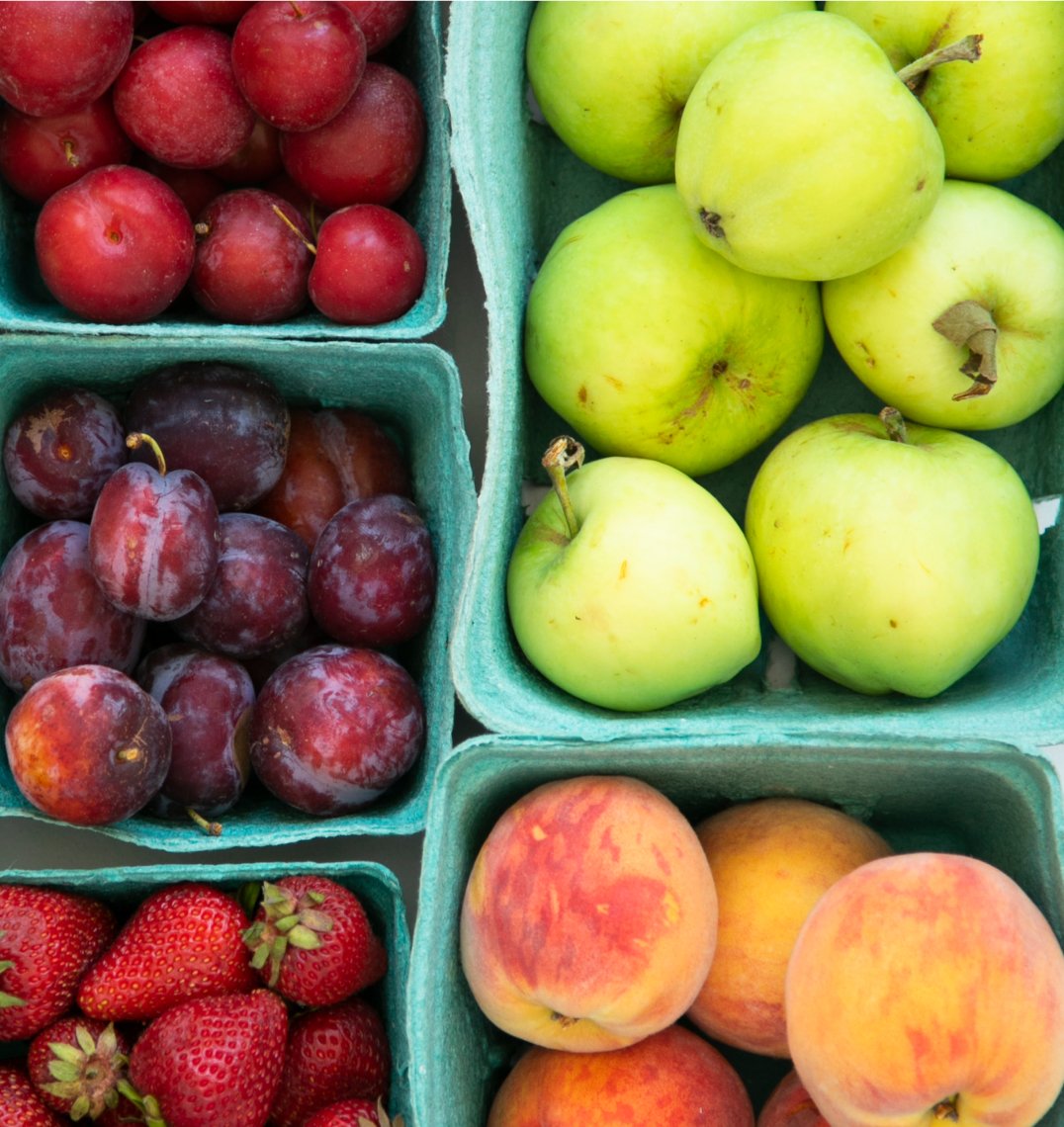 Pint cartons with fruits