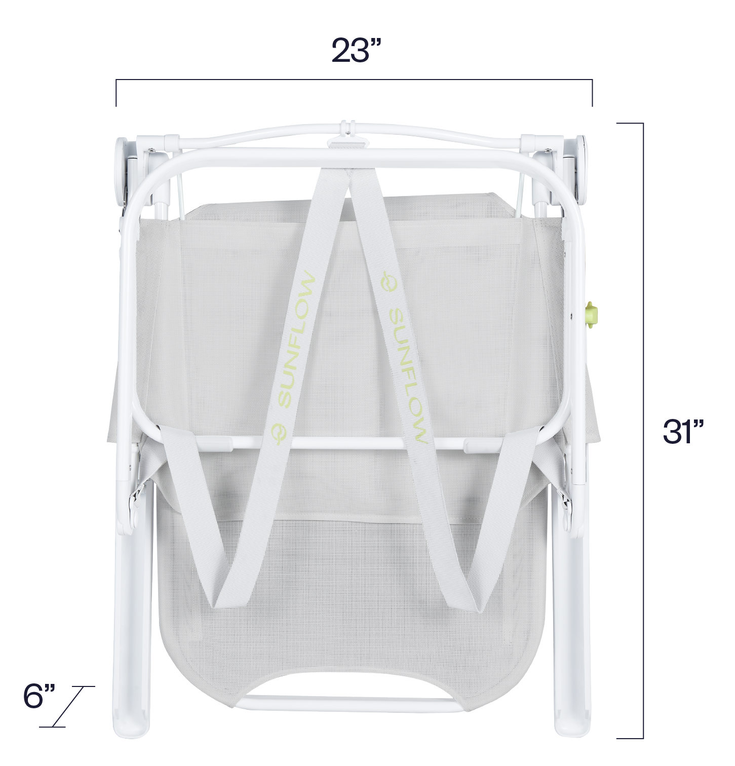 The LoveShackFancy Shore Thing Chair folded up dimension measurements