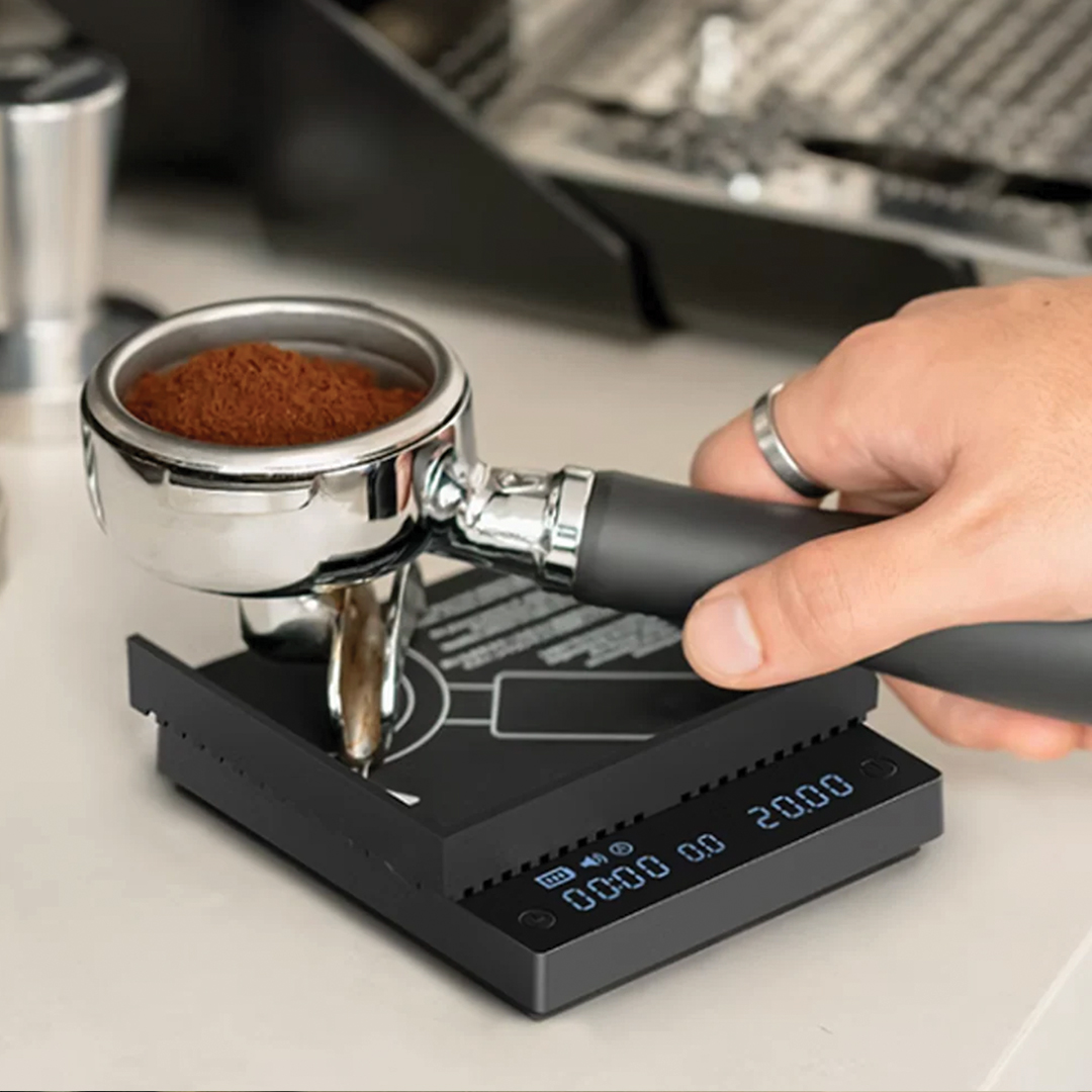 portafilter on a scale