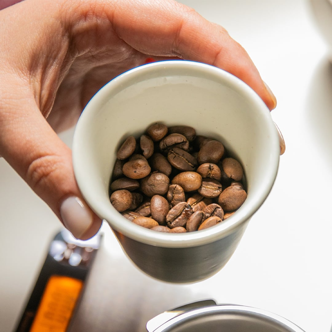 coffee beans in a cup
