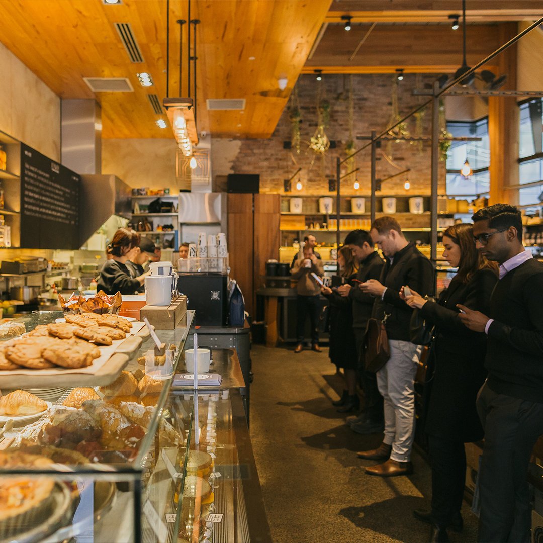 Customers lined up to order 