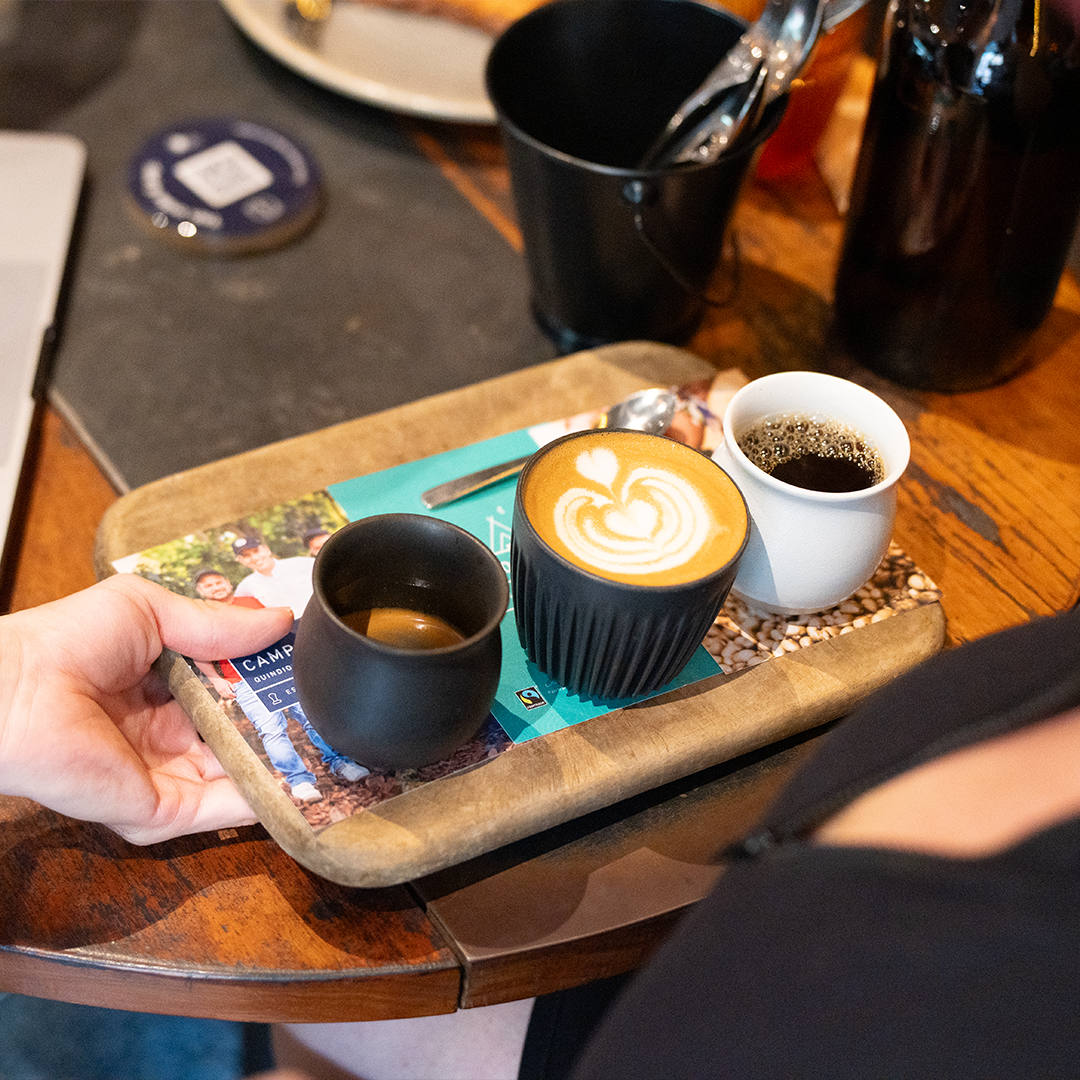 Freshly brewed P&R Coffee with latte art