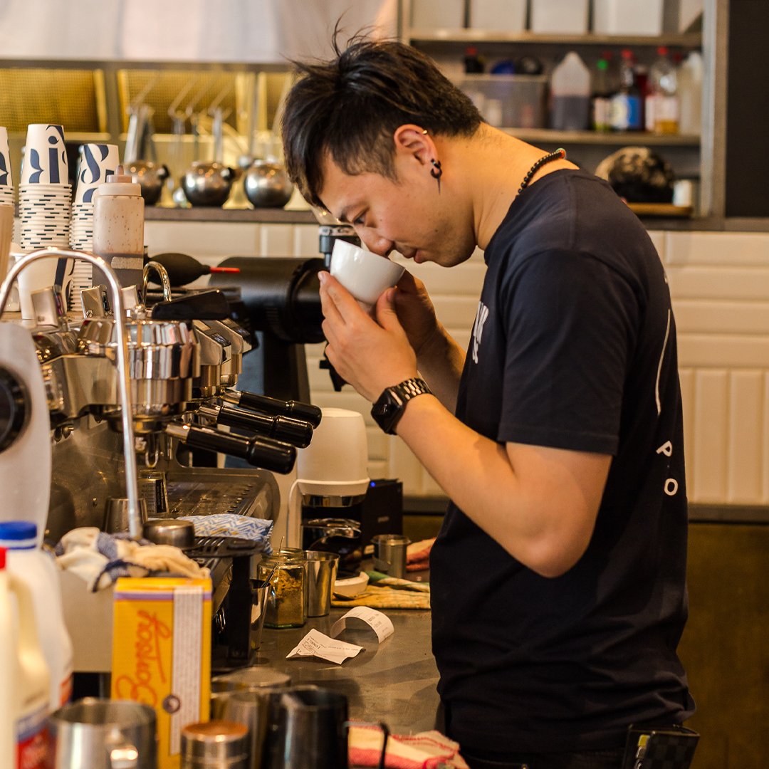 Barista training how to properly brew P&R specialty coffee