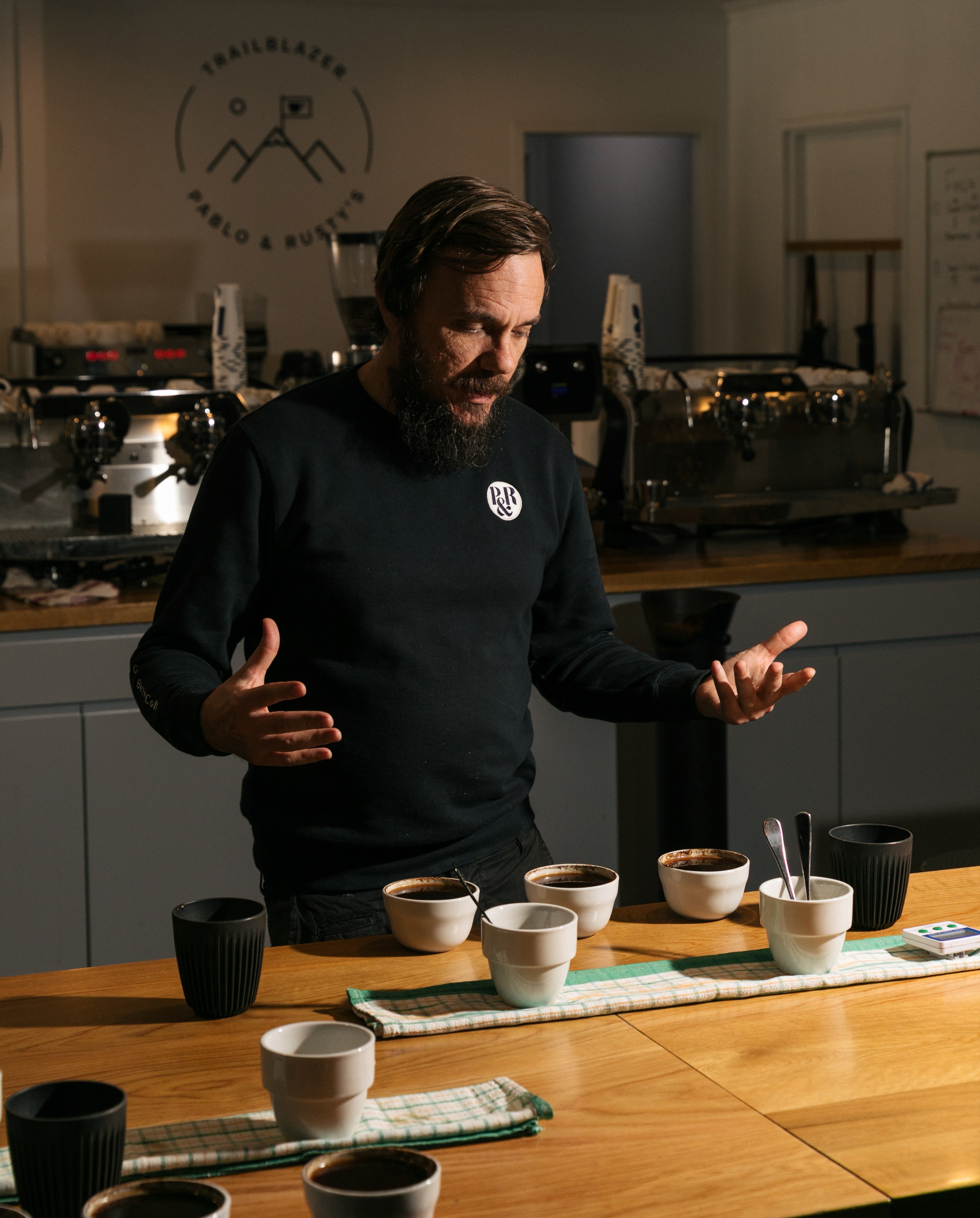 P&R Phil discussing during coffee tasting 