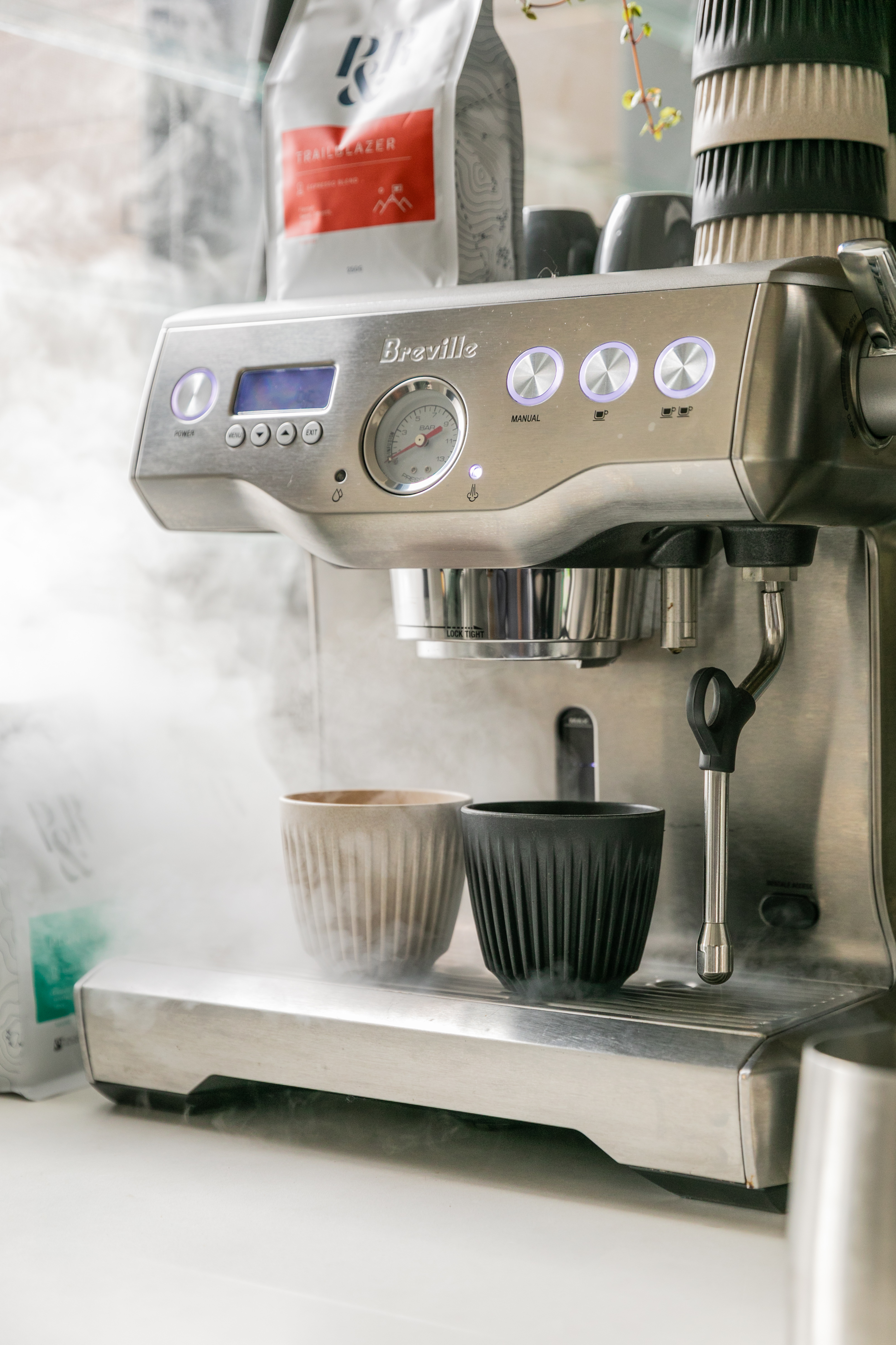 Brewing coffee using Breviile machine 