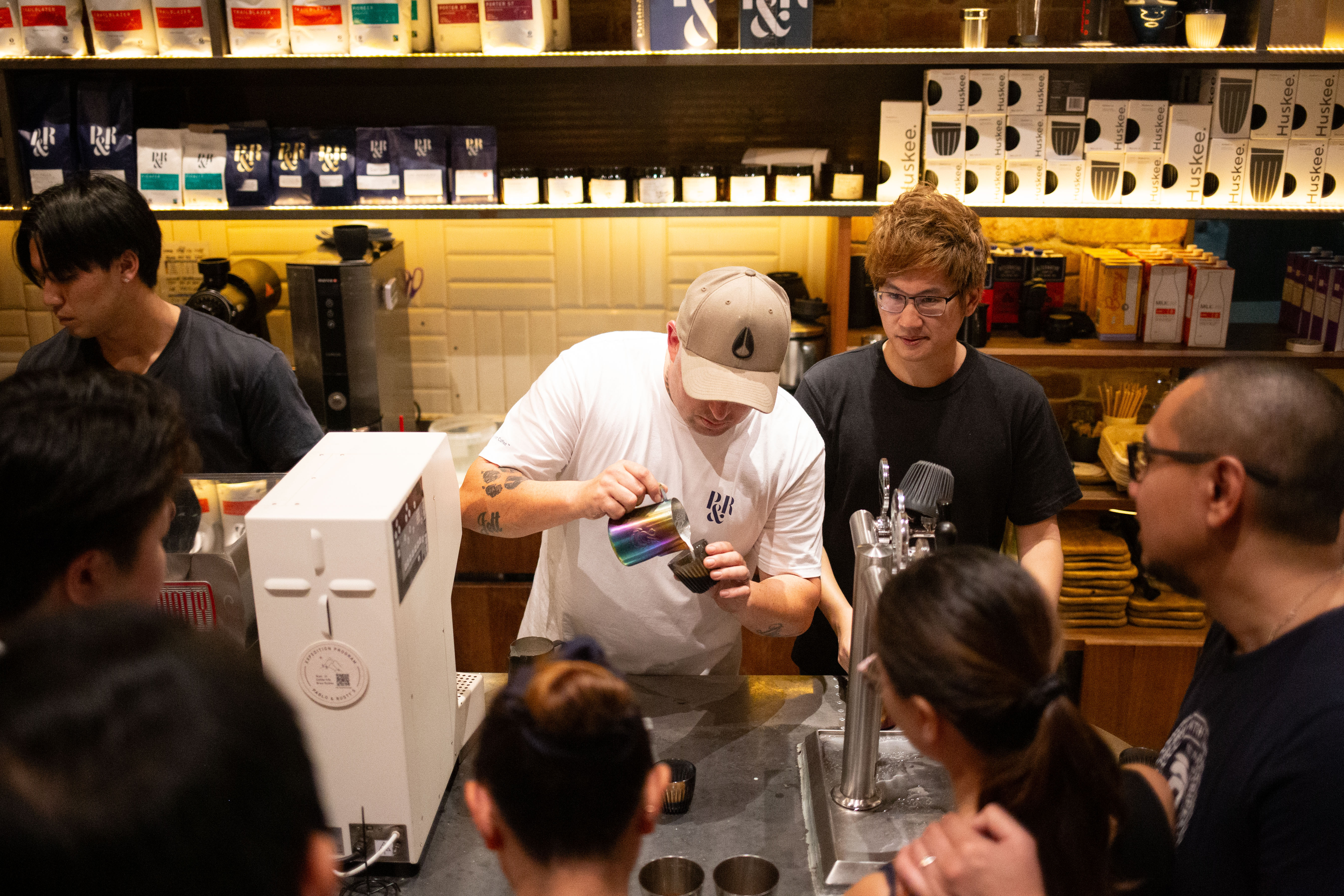 P&R Team showing how to properly brew coffee