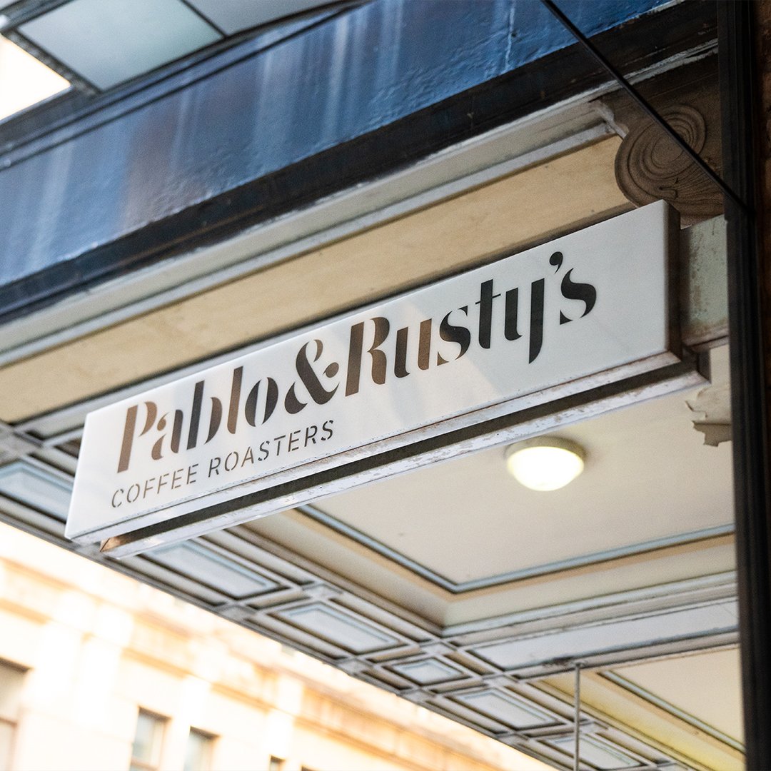 Pablo & Rusty's cafe signage
