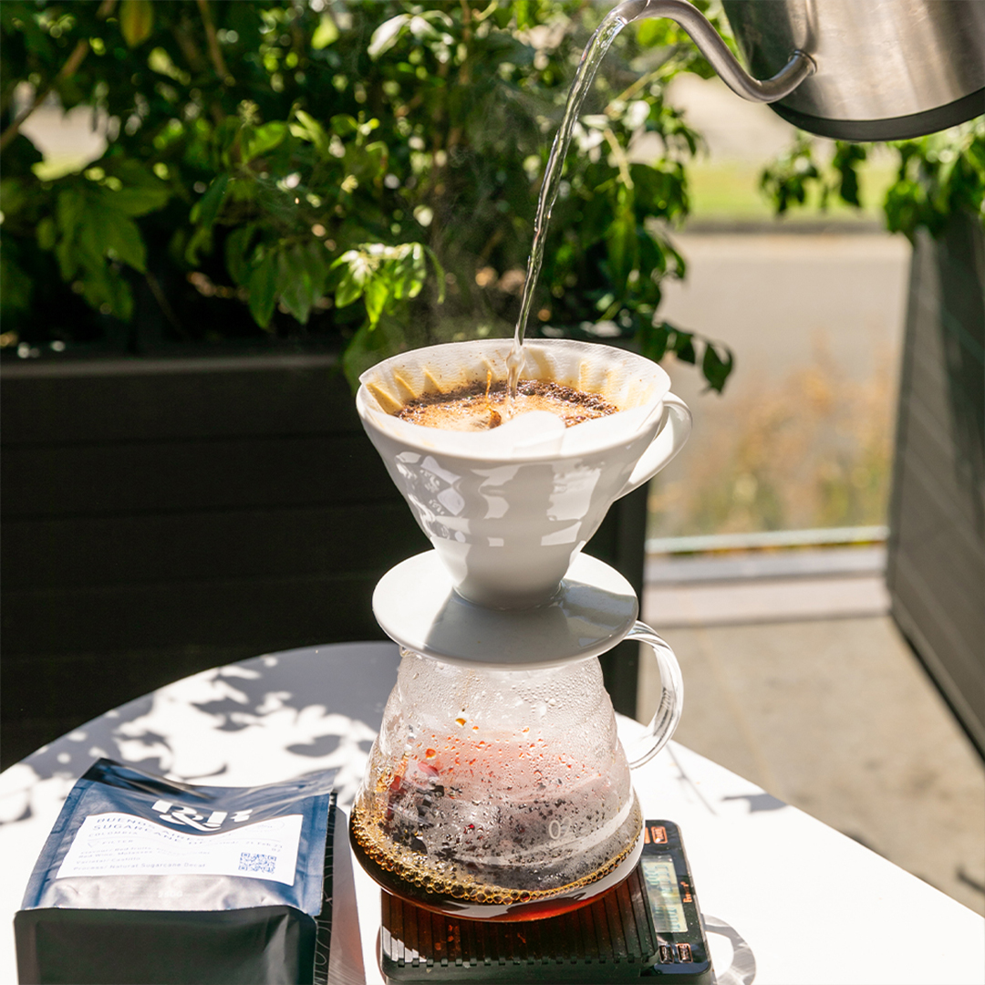 brewing coffee on a filter