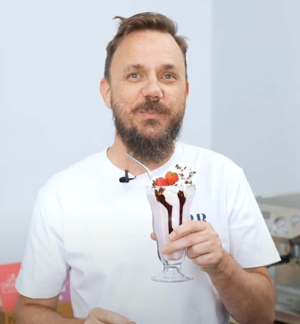 Phil from Pablo & Rusty's Coffee Roasters enjoying a delicious Choc-Berry Milkshake 