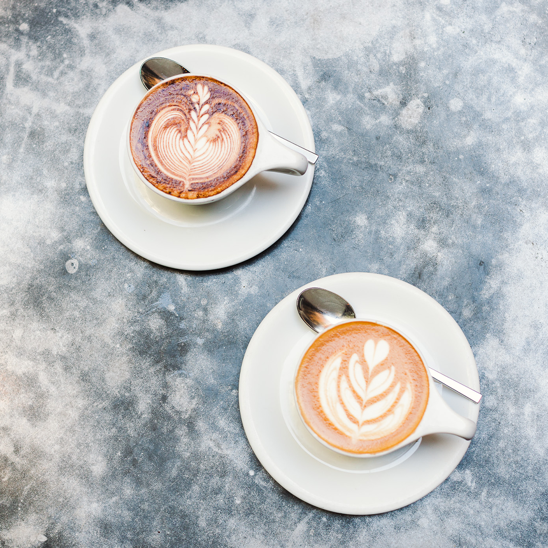 Freshly brewed P&R Coffee with latte art