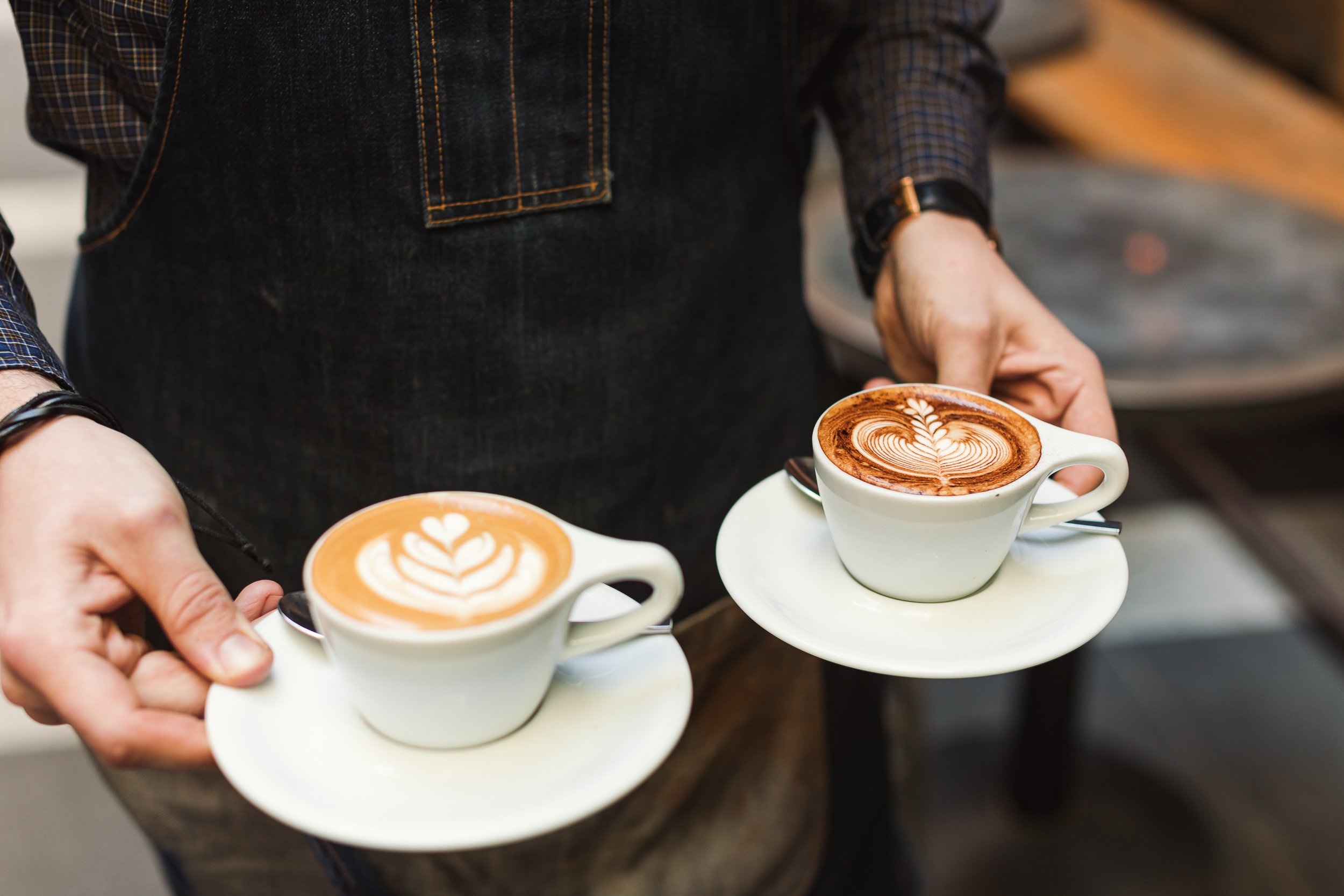 Freshly brewed P&R Coffee with latte art