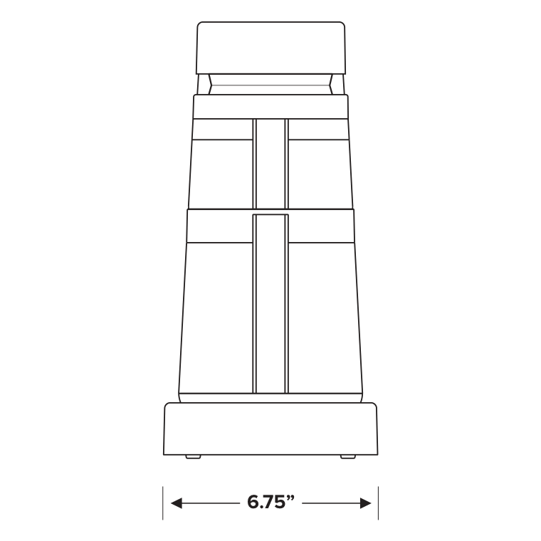 Front View 6.25 inches width