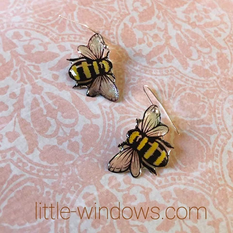 resin jewelry making domed bumble bee earrings alcohol ink