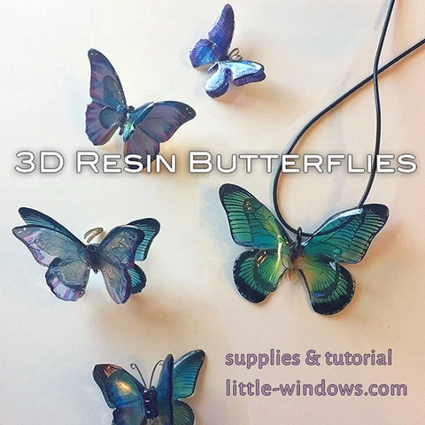 resin jewelry butterfly 3D Clear Photo Film Blue Purple