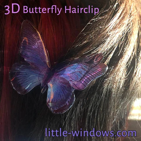 resin doming 3d butterfly jewelry hair clip purple