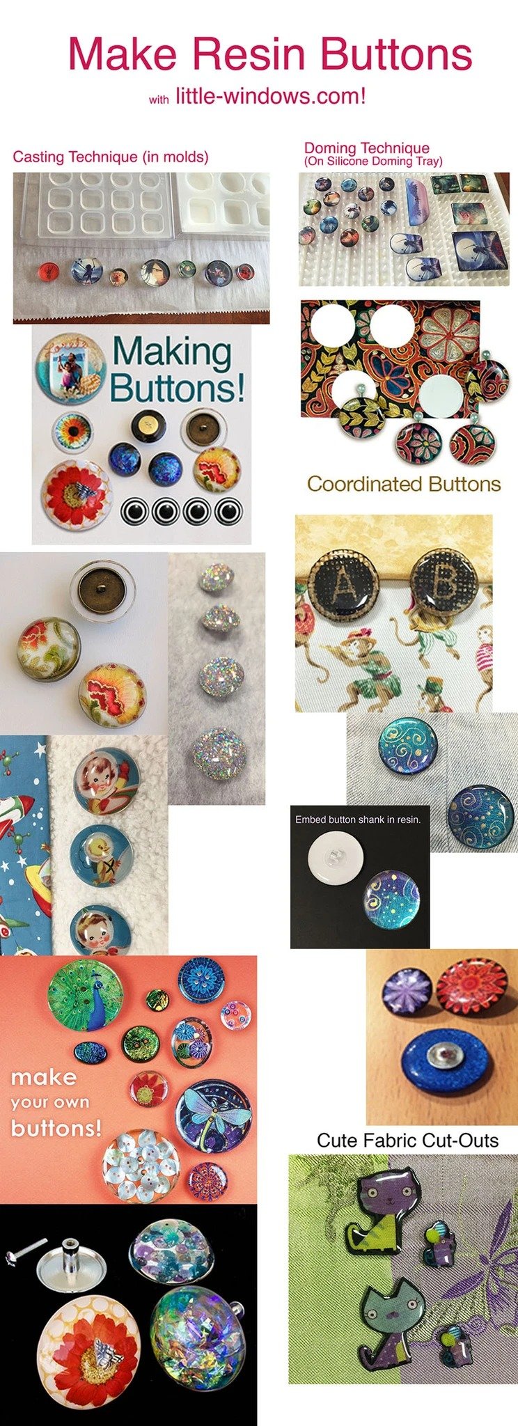 make resin buttons sewing casting doming embellish