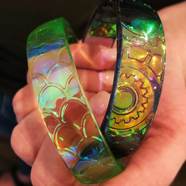 resin jewelry cast bangle bracelets dichro embossed mermaid scales gears