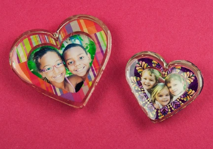 resin casting heart photo punch jewelry