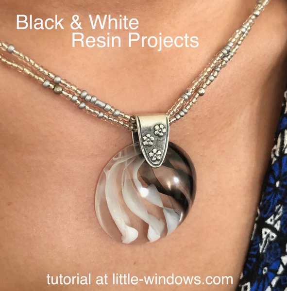 Resin Crafting Cabochon Necklace Black and White