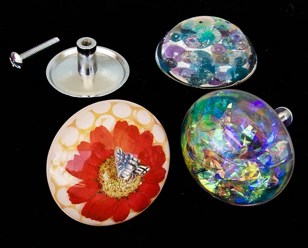 resin crafting cast cabochon dried flowers knob pull