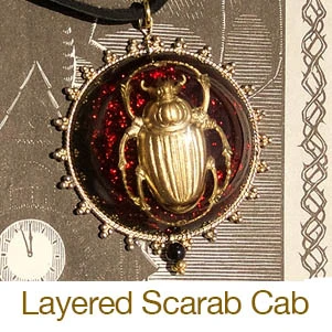 resin crafting cabochon scarab charm red gold