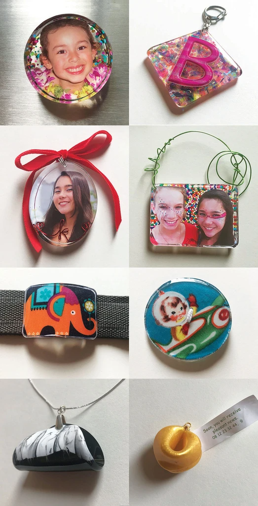 resin tutorial ornaments keychains fabric