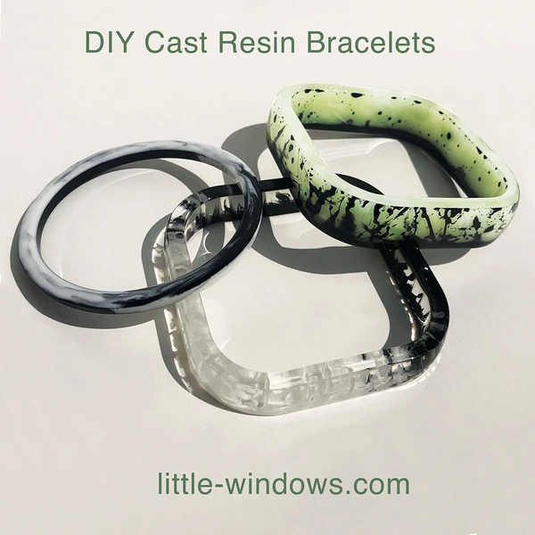 resin casting bangle bracelets black and white glow in the dark