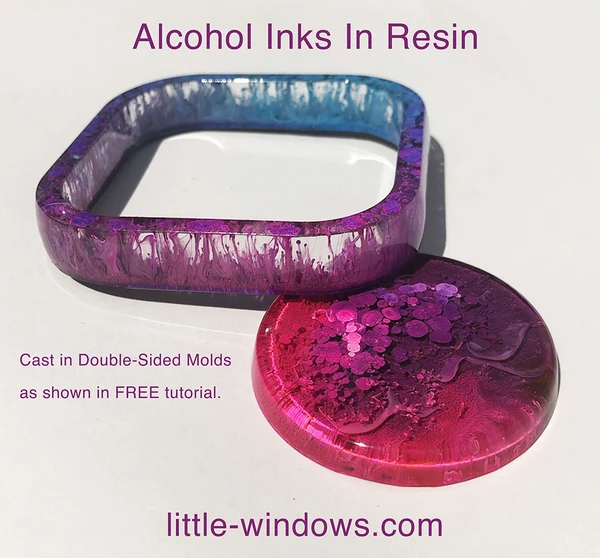 resin casting bangle bracelet mold alcohol inks button little windows 