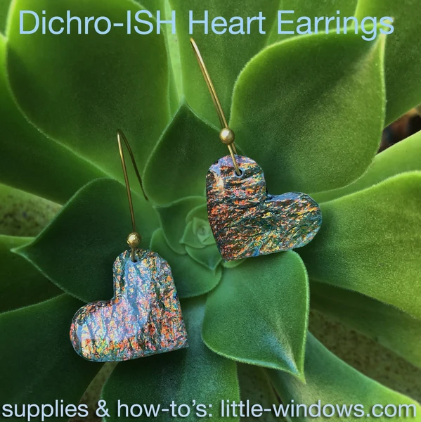 resin jewelry making dichroish texture film heart earrings plant