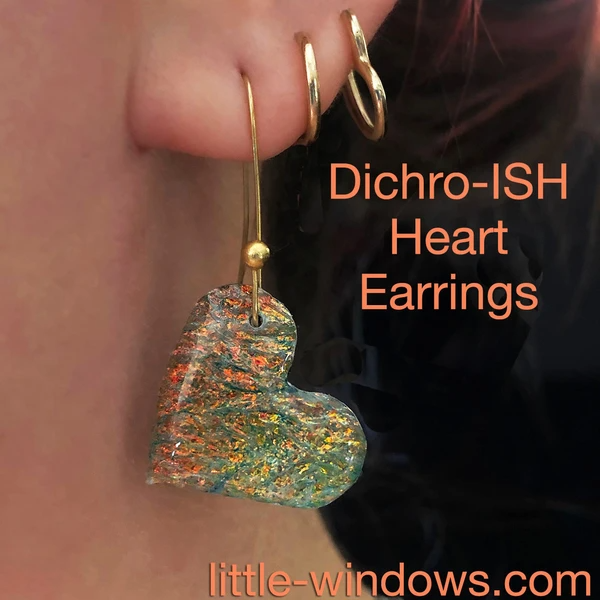 resin jewelry making heart earrings dichroish texture film crafting