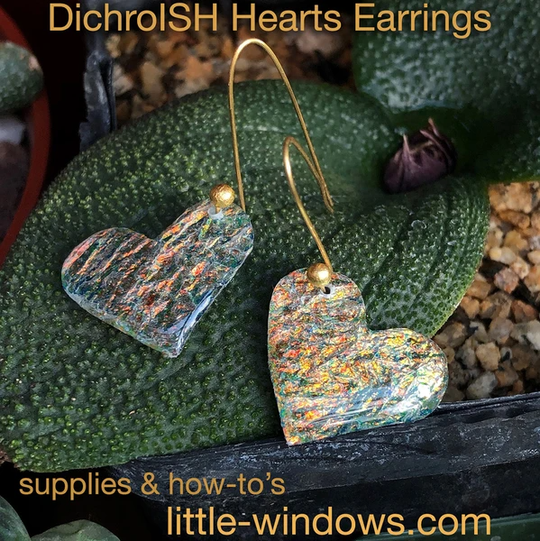 Resin jewelry making heart earrings dichroish texture film