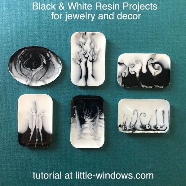 resin craft jewelry black white casting art resin