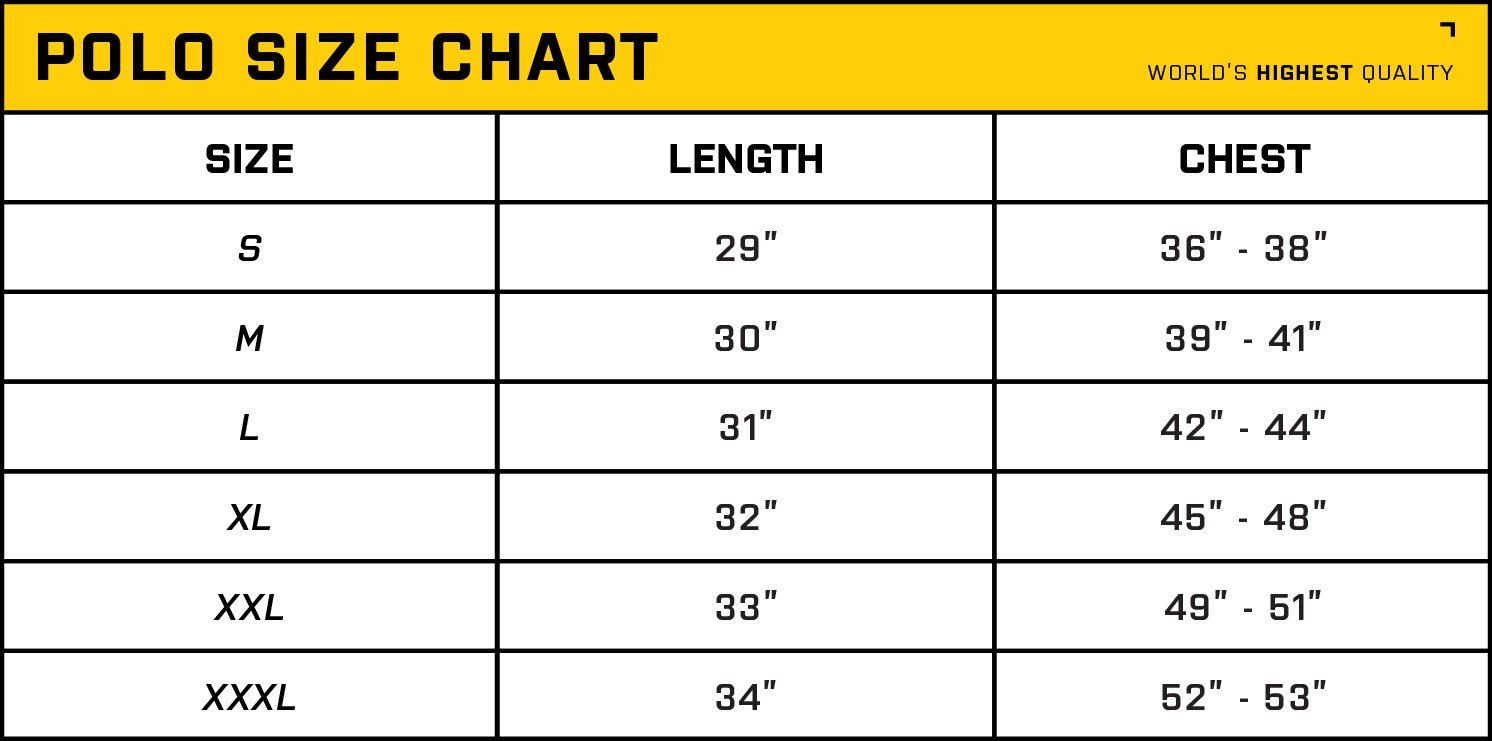 Polo Size Chart