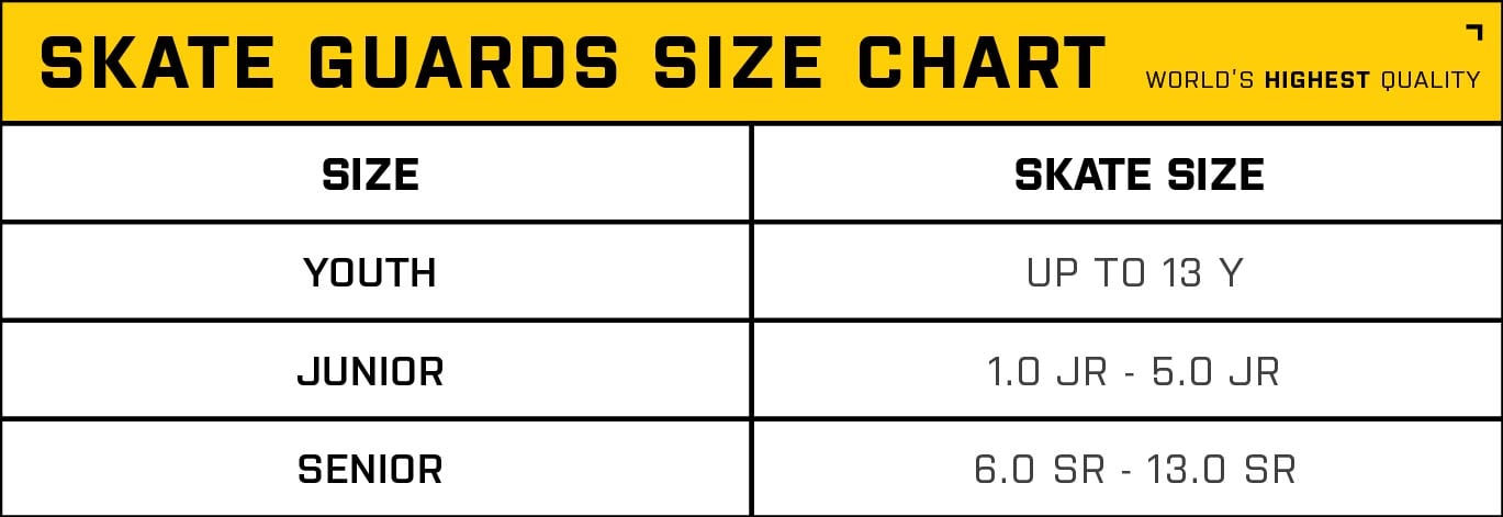 Skate Guards Sizing Chart