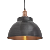 13-Inch_Pendant_Pewter_Copper_Industville_Lighting_Dome_CopperHolder_Brooklyn_BR-DP13-CP-CH