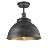 Brooklyn Outdoor & Bathroom Dome Flush Mount - 13 Inch - Pewter & Brass - Pewter Holder 