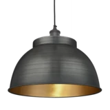Brooklyn Outdoor & Bathroom Dome Pendant - 17 Inch - Pewter & Brass - Pewter Holder