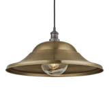 Brooklyn Outdoor & Bathroom Giant Hat Pendant – 21 Inch – Brass - Pewter Holder 