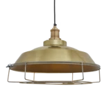 Brooklyn Step Pendant with cage - 16 Inch - Brass - Brass Holder