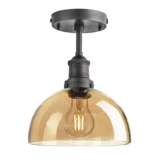 Brooklyn Tinted Glass Dome Flush Mount - 8 Inch - Amber - Pewter Holder