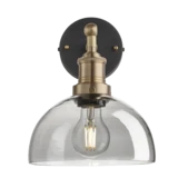 Brooklyn Tinted Glass Dome Wall Light - 8 Inch - Smoke Grey - Brass Holder 